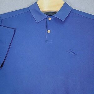 Tommy‎ Bahama Polo Shirt Men's Size Medium Blue Collared 1/4 Button Short Sleeve